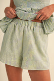 Gingham Bustier Pleated Peplum Cami and Shorts- Lemon/ Blue