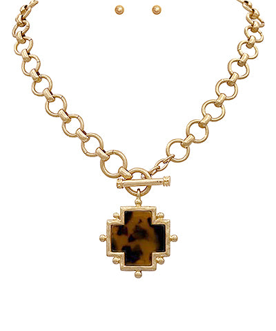 Tortoise Cross Gold Necklace