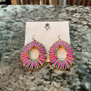 Rainbow Pink Oval Earrings