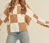 Tiffany Oversized Sweater- Wood Checkered