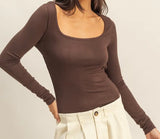 Catie Tie Back Bodysuit- Chocolate
