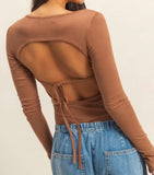 Catie Tie Back Bodysuit- Tiramisu