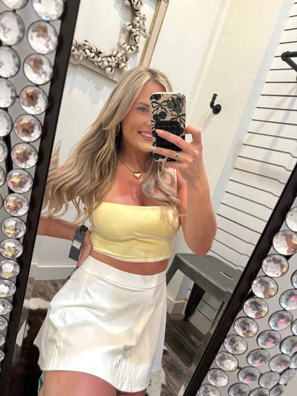 Flare Lined Mini Skort- White