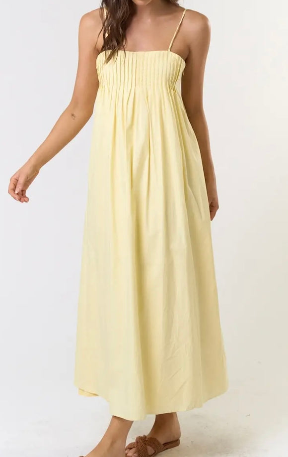 Layla Pleated Maxi Dress- Lemon