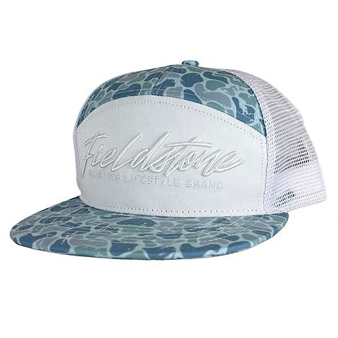 Fieldstone 7 Panel Blue Backwoods Script Hat
