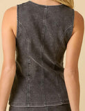 Maggie Denim Bow Vest- Black