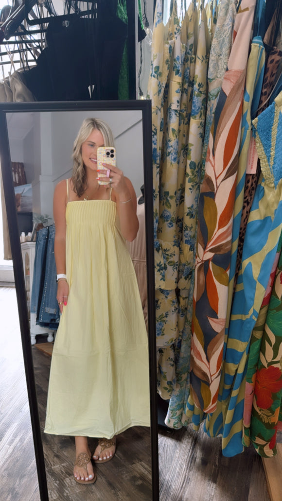 Layla Pleated Maxi Dress- Lemon