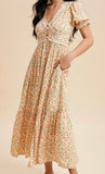 Tiffany Floral Button Down Maxi Dress- Peony