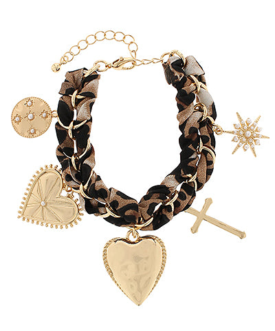 Cheetah Scarf Chunky Charm Bracelet