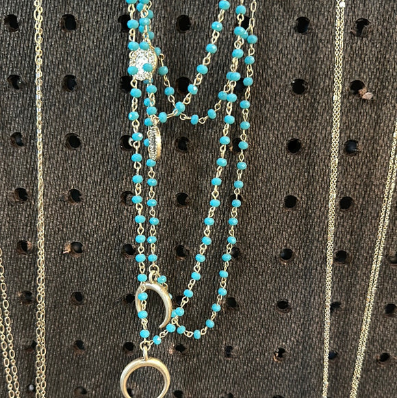 Turquoise Crescent Layered Necklace