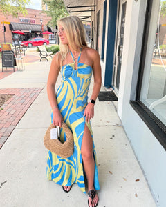 Burst of Bliss Halter Neck Maxi Dress
