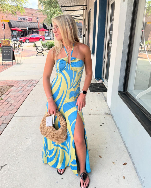 Burst of Bliss Halter Neck Maxi Dress