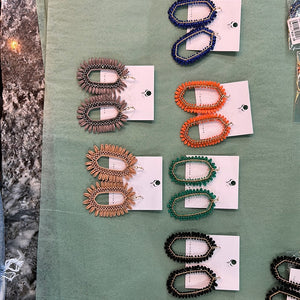 Beaded Open Hexagon Earrings