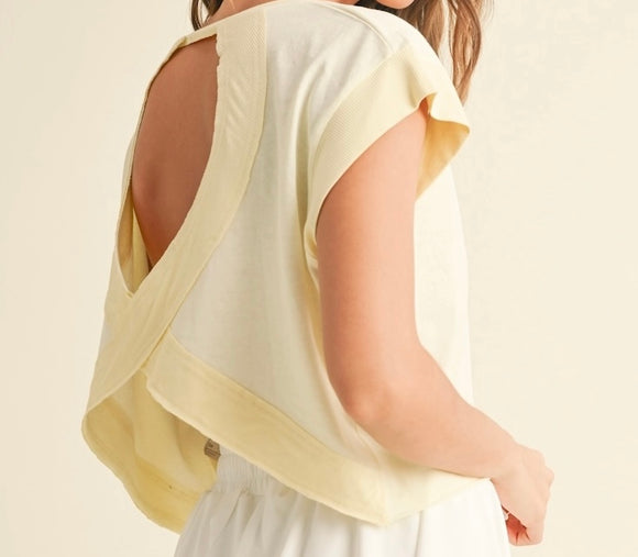 Lexi Cutout Back Tee- Yellow