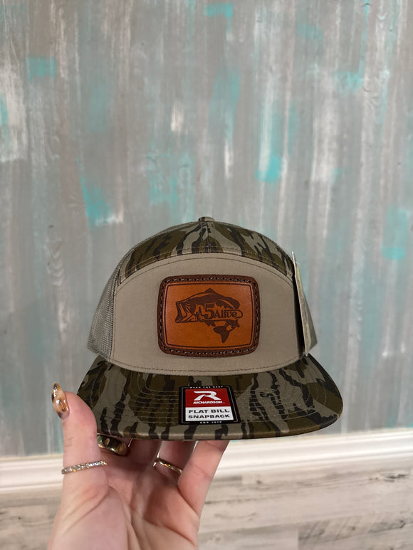 5Alive Richardson Flat Bill Hat- Bottomland Camo Chestnut Bass