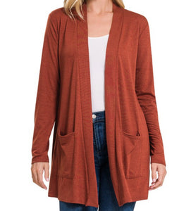 Simple Cardigan- Dark Rust