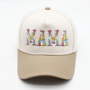 Floral Mama Trucker Hat- Beige