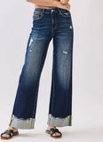 Jamie High Rise Wide Leg Cuffed Hem Jeans