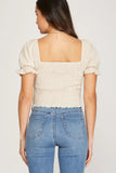 Amanda Gingham Smocked Crop Top- Taupe