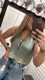 Stella Weave Vest- Sage Green