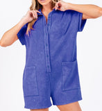 Mineral Washed Soft Romper- Royal Blue