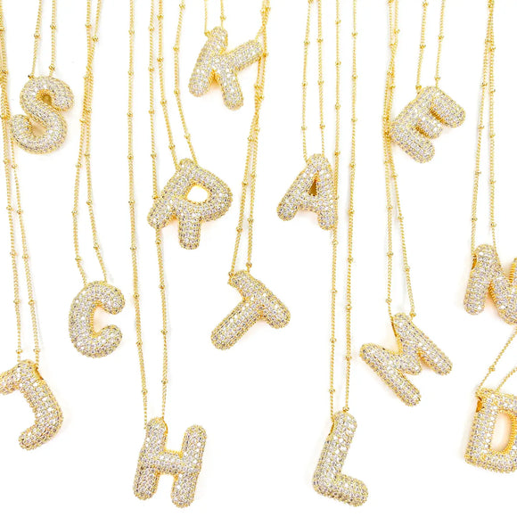 PRE- ORDER: Initial Bubble Rhinestone Necklaces