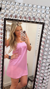Hailey Strapless Mini Dress- Pink
