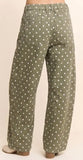 Polka Dot Barrel Pants - Olive