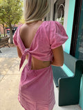 Josie Cut Out Denim Dress- Pink