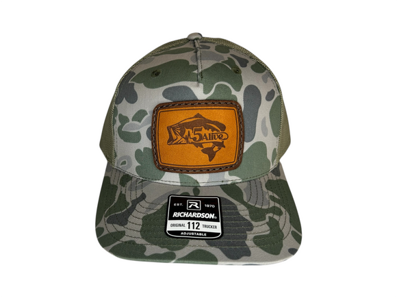 5Alive Richardson Hat- Green Duck Camo Chestnut Bass