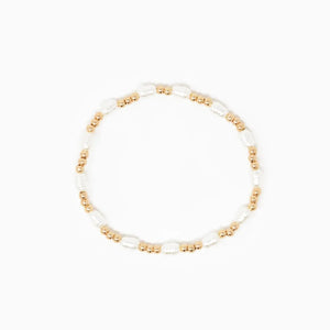 Oval Pearl Gold Ball Stretch Bracelet