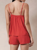 Sophie Layered Romper- Red