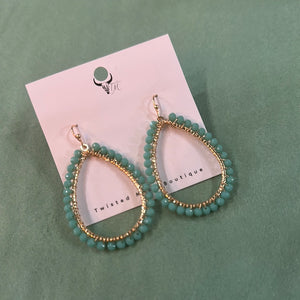 Turquoise Beaded Oval Earrings