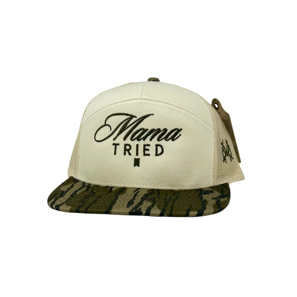 Mama Tried Mad Hatter Flat Bill Hat- Bottomland Camo