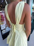 Shelbie Plunge Neck Mini Dress- Lemon
