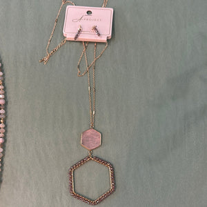 Mocha Beaded Pink Stone Necklace
