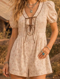 Vintage Floral Romper- Ivory