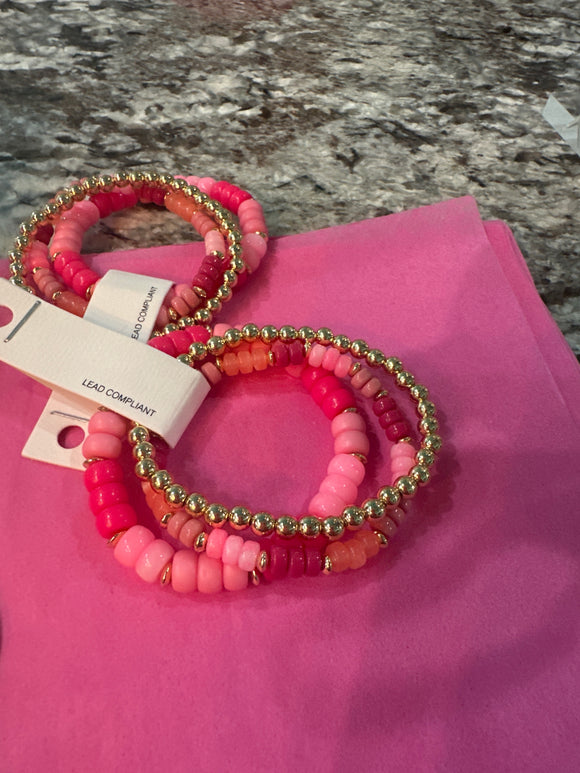 3pc Pink Bracelet Set