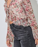 Jessica V Neck Blouse- Cream Floral