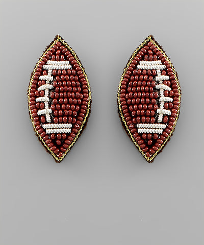 Beaded Football Stud Earrings