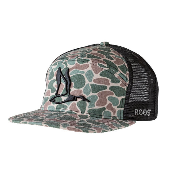 Roost Black & Camo 7 Panel 3D Puff Hat