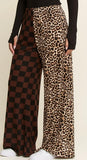 Haley Split Pants- Leopard/ Checkered