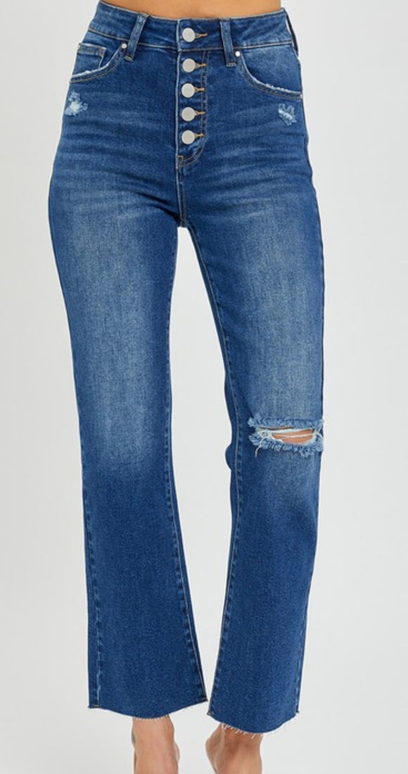 Taylor High Rise Button Down Ankle Straight Jeans