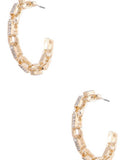 Chain Rhinestone Open Hoop Earrings