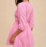 Hanna Cotton Gauze Romper- Candy Pink