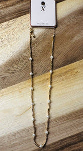 Gold Pearl Beaded Necklace