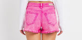 Kellie High Rise Mom Shorts- Hot Pink