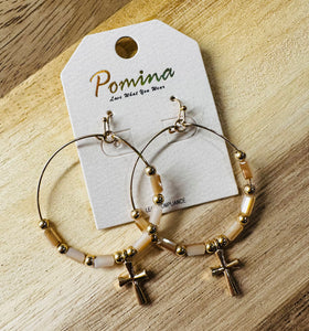 Mocha Cross Hoop Earrings