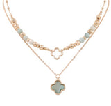 Semi Precious Pendant Layered Necklace