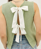 Dylan Sweater Vest w. Bow Tie Back- Sage